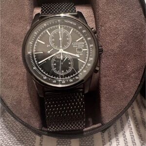 Citizen ECO Drive WR100 Mens Watch with Black Mesh Strap